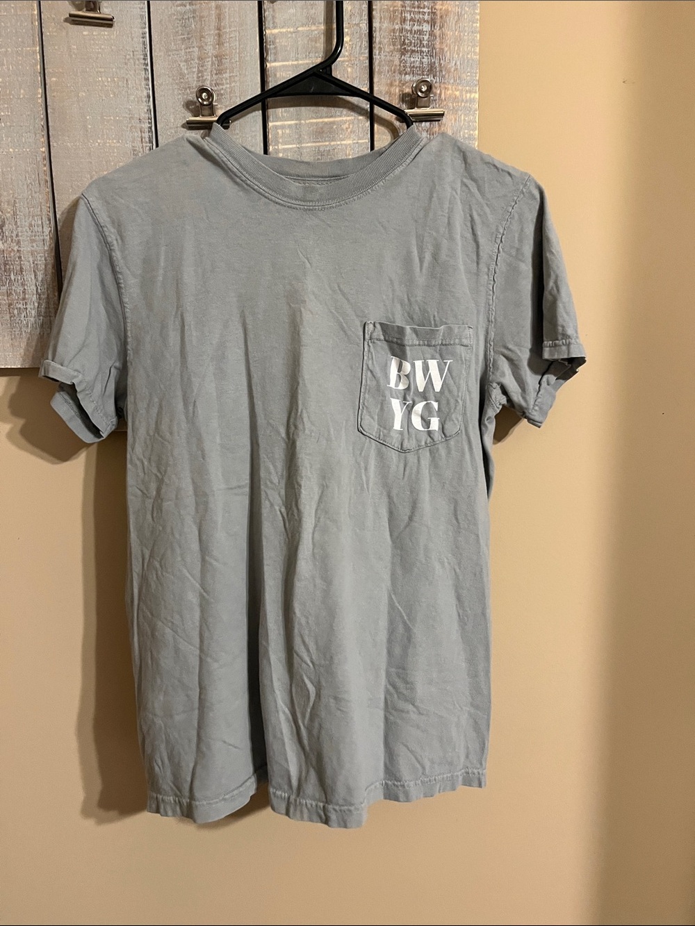 Comfort Colors Gray Pocket Tee with White Print